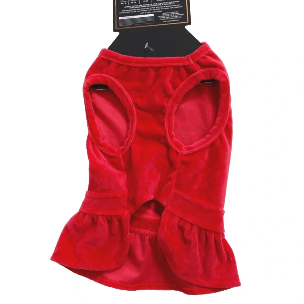 Juicy Couture Red Terry Velour Bling Dress Pet Dog Apparel Size M/L NEW